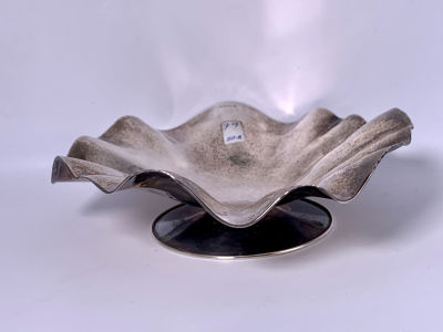 כלי הגשה כסף 925 הצורפים עם רגל 130 גרם קוטר 15 ס"מ