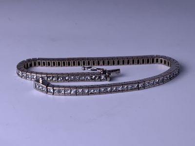 צמיד טניס זהב לבן 18 קרט מעולה עם 82 יהלומים בליטוש פרינסס סה"כ כ4 CT נקי לבן - 
(VS2-GH ) 