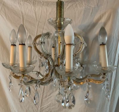 נברשת קריסטלים צ'כיה ישנה 8 קנים שלד מתכת עם הזהבה עבודה באיכות גבוהה - גובה 40 ס''מ לא כולל 