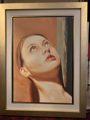 יגאל עוזרי 2003 שמן על בד 40X58 ס"מ Ozeri igal 
מסגרת 76X58 ס"מ - "all eyes 2 the sky "