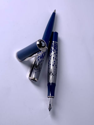 סט עטים PELIKAN NIAGARA FALLS עט נובע ציפורן F זהב לבן 18 קרט ועט כדורי בקופסה מצב כחדש 13.5 - 