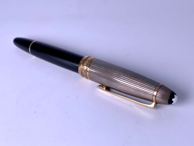 עט נובע רחב MONT BLANC ציפורן זהב 18 קרט מכסה כסף 925 חתום מצב מעולה 14 