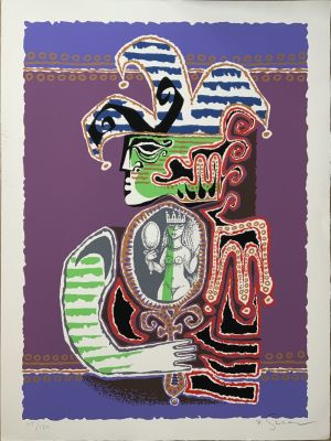 פנחס שער ליטוגרפיה 45 מתוך 120 דמות המלכה בעירום וליצן החצר חתום בעפרון גודל: 71X53 ס''מ לא ממוסגר