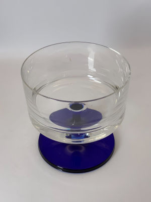 סט 10 כוסות זכוכית לקינוח שטוחות כחול לבן קוטר: 9 ס''מ, גובה: 9.5 ס''מ