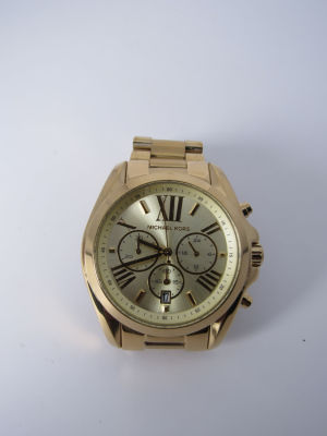 שעון יד MICHAEL KORS מנגנון קוורץ רצועת מתכת מוזהב במצב חדש קוטר 40 מ''מ