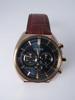 שעון יד CITIZEN ECO-DRIVE מנגנון קוורץ רצועת עור במצב חדש קוטר 40מ''מ