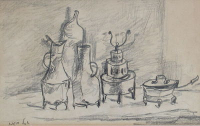 יוסל ברגנר, Yosl BERGNER (1920-2017) אקוורל על נייר, כלי מטבח, חתום