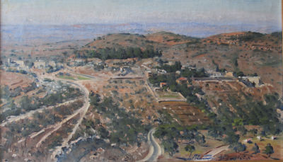 לודוויג בלום, Ludwig BLUM (1891-1974), שמן על בד, נוף ירושלים 1959, חתום