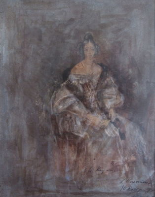 יורי קופרמן - KUPERMAN, yuri אקוורל על נייר, אשתו של פושקין, חתום