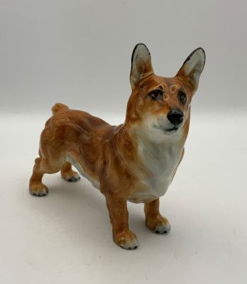 פסל פורצלן רויאל דולטון חתום ROYAL DOULTON HN 2558 MEDIUM SIZE WELCH CORGI ''SPRING ROBIN'' DOG 