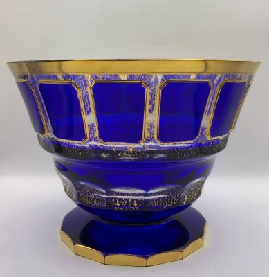 אגרטל קריסטל כחול, ונציה C-1920 שוליים מוזהבים