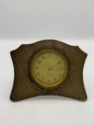 שעון ארט דקו עתיק מנגנון 8 ימים שווצרי, לוח כסף אנגלי, BIRMINGHAM, עבודת גיושה מ 1933 עם חתימת 