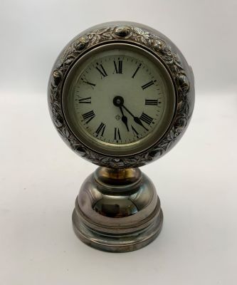 שעון מנטל אמריקאי עתיק מכובד מוכסף מנגנון מכני עובד