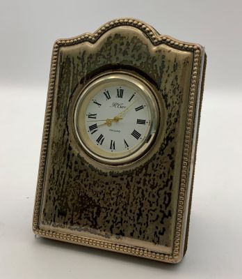 שעון שולחני חלק קידמי לוח כסף, SHEFFIELD, 1987 מנגנון עם סוללה