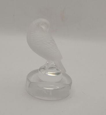 פיגורת קריסטל לליק LALIQUE FRANCE חתום דמות ציפור גובה: 7.5 ס''מ עם חריץ לכרטיסי ביקור