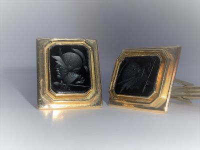 חפתים עם אבני חותם 16 גרם ברוטו - זהב 14K חתום 20X16 מ"מ