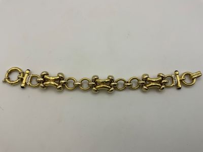 צמיד זהב צהוב 14K, עם ספירים לבנים - אורך: 20 ס''מ