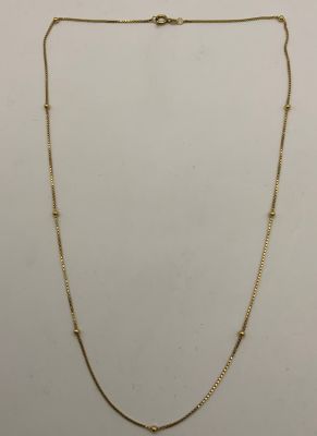 שרשרת זהב צהוב 14K, דקה BOX, עם כדורי זהב, אורך: 50 ס''מ