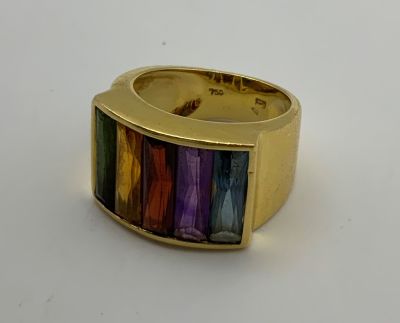 טבעת זהב 18K צהוב, H.STERN, דגם RAINBOW עם אבני חן צבעוניות מידה 6,5-7 us