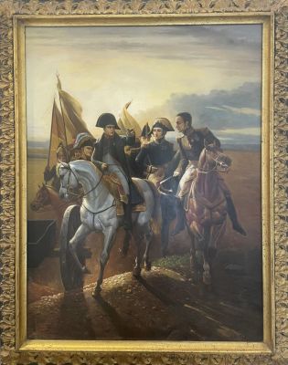 ציור שמן על בד חתום דמות נפוליאון וחייליו גודל: 90X1.20 ס''מ
