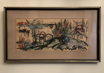 טוצמסקי צבעי מים נוף כפרי 48X21 ס״מ חתום