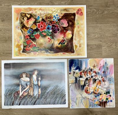 לוט 3 ליטוגרפיות איכותיות וחתומות : 
ROZENVAIN -42X46 CM - 
HAYA RAN - 45X61 CM 
