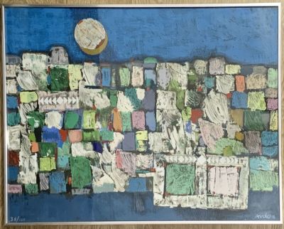 מרדכי ארדון - MORDECAI ARDON - "שקיעת השמש בירושלים "ליטוגרפיה צבעונית מעולה חתומה וממוספרת 