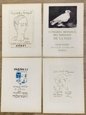 פיקאסו - PABLO PICASSO - לוט 4 ליטוגרפיות מקוריות מתוך אלבום " AFFICHES ORIGINALES DES MAITRES 