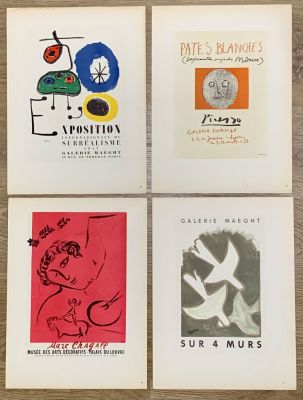 לוט 4 ליטוגרפיות מקוריות מתוך אלבום " AFFICHES ORIGINALES DES MAITRES DE L'ECOLE DE PARIS - כל 