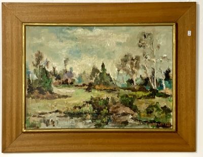 ציור עתיק שמן על בד חתום לא מזוהה