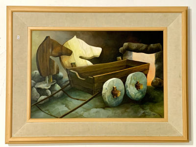 ורגון - VARGON - שמן על בד - חתום - סוריאליזם מעולה - מסגרת עץ איכותית