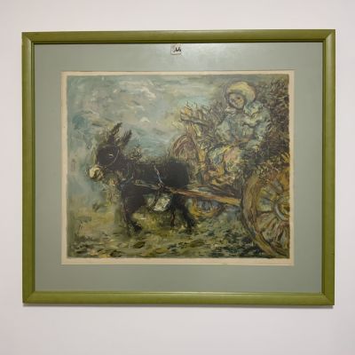 ליטוגרפיה יששכר ריבק - .RYBACK חתומה - מסגרת: 63X72 ס''מ