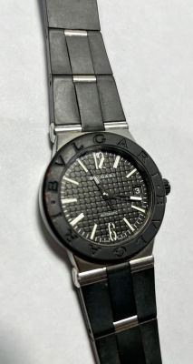 BVLGARI DIAGONO -שעון יד אוטומטי 35 ממ - דגם DG35SV פלדה וגומי שחור - הכל מקורי במצב מצויין 