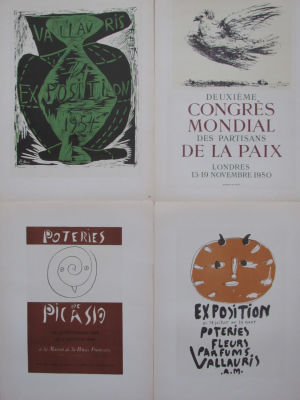 PABLO PICASSO - מתוך AFFICHES ORIGINALES אמני אקול דה פריז - 4 ליטוגרפיות מקוריות 32X23.5 ס"מ 