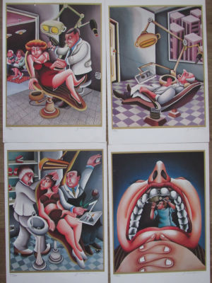 יובל מלר- סדרת רופא השיניים- 4 ליטוגרפיות חתומות 50X350 ס"מ כל אחת - ( ללא מסגרות )