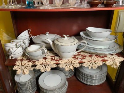 סט פורצלן יפני אוכל תה נוריטאקי יפני דגם damask הכולל כלי הגשה 10 איש 6 סוגים ותוספות ראה צילומים