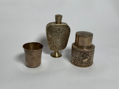 לוט 3 כלי כסף שונים 2 חתומים 1 לא משקל כולל 142 גרם