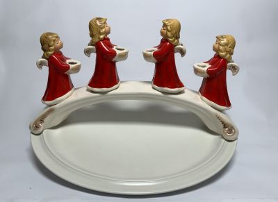 צלחת ופסל פורצלן GOEBEL דמות 4 מלאכים קוטר הצלחת 32 ס''מ