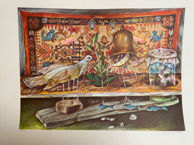 ליטוגרפיה דוד משולם צבעוני מיוחד חתום בעיפרון וממוספר 2\150 מידות לא ממוסגר 67X50 ס''מ