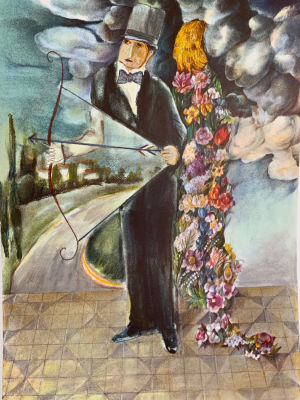 ליטוגרפיה דוד משולם צבעוני מיוחד חתום בעיפרון וממוספר 27\150 מידות לא ממוסגר 67X50 ס''מ