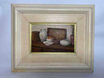 לריסה הלר שמן על משטח דוממים חתום מידות 20X14 ס''מ מסגרת 39X31 ס''מ