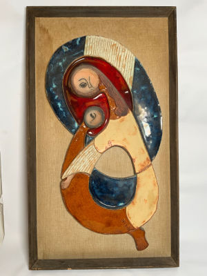 רוט פקטור עבודת קרמיקה עבודת יד חתום מידת מסגרת 70X40 ס''מ