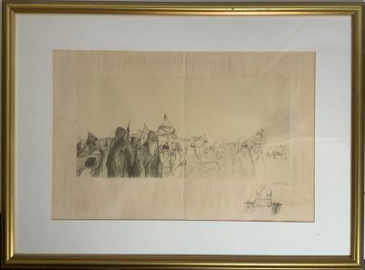 אבל פן הדפס חתום בעיפרון ABEL PANN עבודה מיוחדת מידת מסגרת 73X54 ס''מ