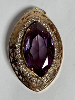 תליון זהב 14 קרט עם אבני חן שונות - 17.8 גרם