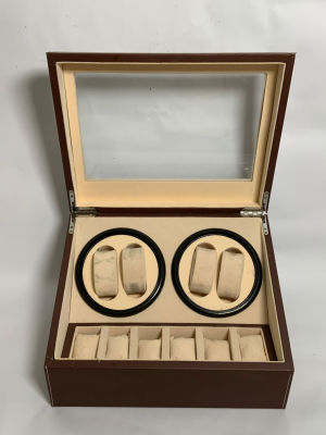 קופסת שעונים עם 6 מקומות ועוד 4 מקומות לשעונים אוטומטים אשר מסתובבים אחד לא מסתובב מגיע עם מטען 