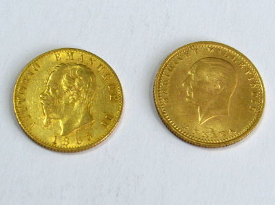 שתי מטבעות זהב - 6.35 גרם - 7.20 גרם