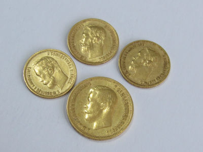 4 מטבעות זהב סהכ 21.44 גרם