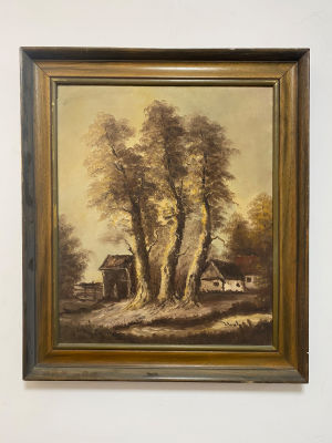 ציור שמן על בד ישן חתום - מידה 50x60 ס׳׳מ מידה כולל מסגרת 74X64 ס׳׳מ