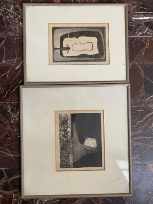 לוט 2 תחריטים חתומים C.RUBI וממוספרים - מידות כולל מסגרת 48X37 - 50X51 ס"מ