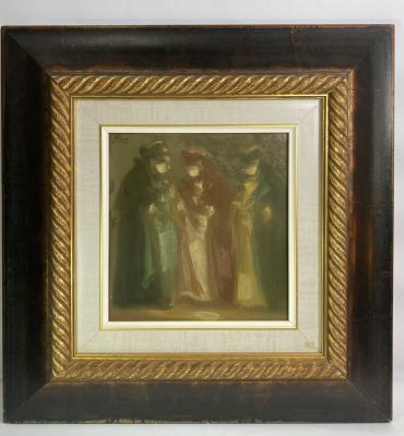 אברהם גולדברג שמן על מטח חתום 23X22 ס''מ מסגרת 50X48 ס''מ